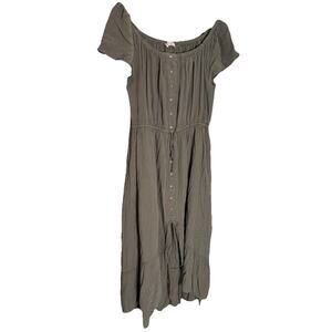 Women's Olive Green Plus Size Maxi Dress Comfort Boho Cottage Fairy 1X